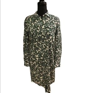 Tory Burch Green/off white 100% cotton long sleeves Shirt Dress -worn once
